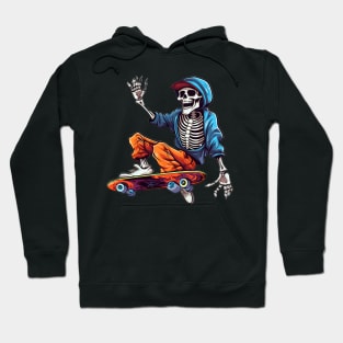 Skeleton On Skateboard Halloween Hoodie